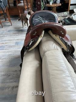 Big Horn 16in Endurance Western Saddle Brown Leather with Black Padded Seat