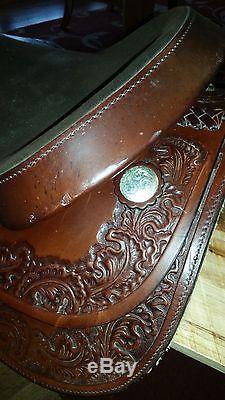 Big Horn 18 inch Western Saddle #1682-Dark Brown Leather-Beautiful