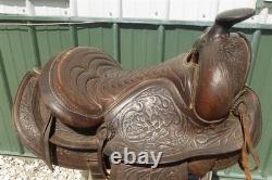 Big Horn Floral Tooled Saddle, 14 Padded Seat P483, Ranch Farm Decor H