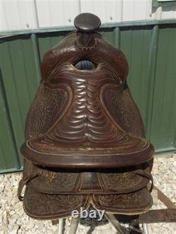 Big Horn Floral Tooled Saddle, 14 Padded Seat P483, Ranch Farm Decor H