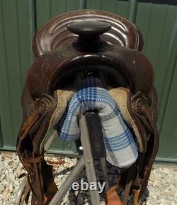 Big Horn Floral Tooled Saddle, 14 Padded Seat P483, Ranch Farm Decor H