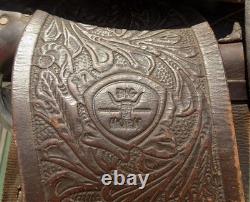 Big Horn Floral Tooled Saddle, 14 Padded Seat P483, Ranch Farm Decor H