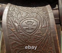 Big Horn Floral Tooled Saddle, 14 Padded Seat P483, Ranch Farm Decor H
