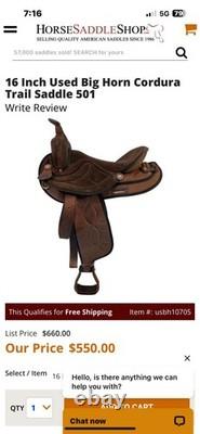Bighorn 501 Cordura Western Trail Saddle 16 Lightweight