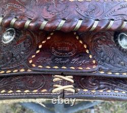 Billy Cook Roper Saddle Western 15 1/2 Seat Tooled Leather Roping Buckstitched