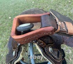 Billy Cook Roper Saddle Western 15 1/2 Seat Tooled Leather Roping Buckstitched