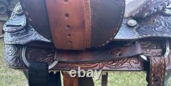 Billy Cook Roper Saddle Western 15 1/2 Seat Tooled Leather Roping Buckstitched