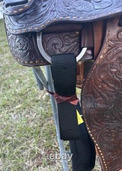 Billy Cook Roper Saddle Western 15 1/2 Seat Tooled Leather Roping Buckstitched