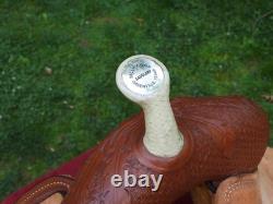 Billy Cook Saddlery Greenville Texas Western Roping Tooled Leather Saddle SZ 16