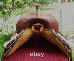 Billy Cook Saddlery Greenville Texas Western Roping Tooled Leather Saddle SZ 16