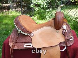 Billy Cook Saddlery Greenville Texas Western Roping Tooled Leather Saddle SZ 16