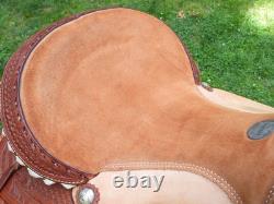 Billy Cook Saddlery Greenville Texas Western Roping Tooled Leather Saddle SZ 16
