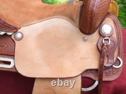 Billy Cook Saddlery Greenville Texas Western Roping Tooled Leather Saddle SZ 16