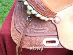 Billy Cook Saddlery Greenville Texas Western Roping Tooled Leather Saddle SZ 16