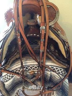 Billy Cook Western Pleasure Show Saddle 16 in seat Withbreast collar, bridle, rein