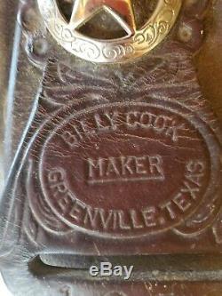 Billy Cook Western Saddle Greenville TX #1852 Square Skirt Fully Tooled 15 Seat