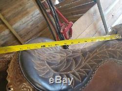 Billy Cook Western Saddle Greenville TX #1852 Square Skirt Fully Tooled 15 Seat