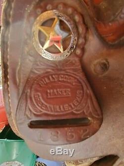 Billy Cook Western Saddle Greenville TX #1852 Square Skirt Fully Tooled 15 Seat