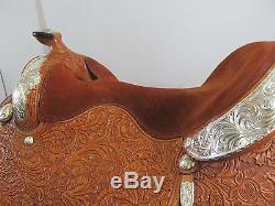 Billy Royal Brown Leather Horse Show Saddle Silver Size 15.5 Very Nice # 571
