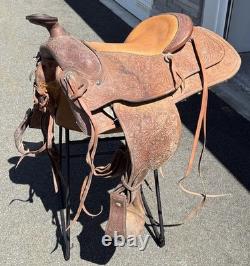 Billy Royal Vintage Show Saddle Simco Tex Tan Leather Western Hand Tool Brass
