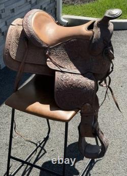 Billy Royal Vintage Show Saddle Simco Tex Tan Leather Western Hand Tool Brass