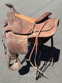 Billy Royal Vintage Show Saddle Simco Tex Tan Leather Western Hand Tool Brass