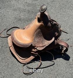 Billy Royal Vintage Show Saddle Simco Tex Tan Leather Western Hand Tool Brass