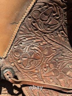 Billy Royal Vintage Show Saddle Simco Tex Tan Leather Western Hand Tool Brass