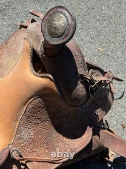 Billy Royal Vintage Show Saddle Simco Tex Tan Leather Western Hand Tool Brass