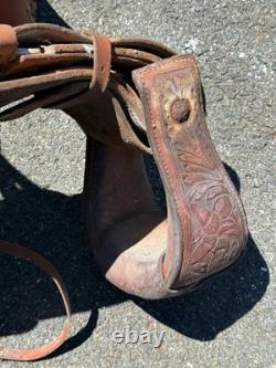 Billy Royal Vintage Show Saddle Simco Tex Tan Leather Western Hand Tool Brass