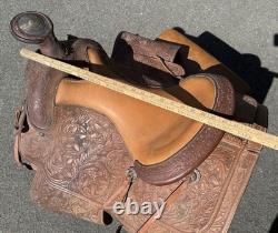 Billy Royal Vintage Show Saddle Simco Tex Tan Leather Western Hand Tool Brass