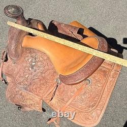 Billy Royal Vintage Show Saddle Simco Tex Tan Leather Western Hand Tool Brass