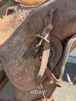 Billy Royal Vintage Show Saddle Simco Tex Tan Leather Western Hand Tool Brass