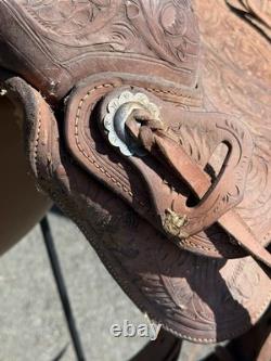 Billy Royal Vintage Show Saddle Simco Tex Tan Leather Western Hand Tool Brass