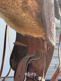 Billy Royal Vintage Show Saddle Simco Tex Tan Leather Western Hand Tool Brass