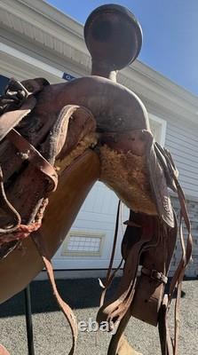 Billy Royal Vintage Show Saddle Simco Tex Tan Leather Western Hand Tool Brass