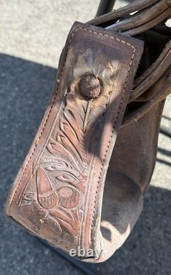 Billy Royal Vintage Show Saddle Simco Tex Tan Leather Western Hand Tool Brass