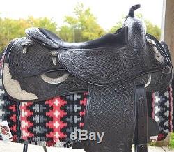 Black Bob's Custom Western Show Saddle AQHA APHA 17 FQHB Sterling Silver USED
