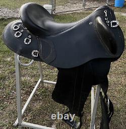 Black Leather Australian Poley Half Breed Endurance Western Trail Saddle 19