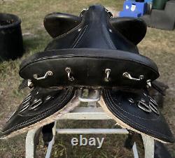 Black Leather Australian Poley Half Breed Endurance Western Trail Saddle 19