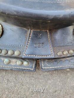 Black Leather Simco Western Saddle 087 Vintage