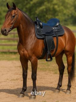 Black Synthetic Western Horse Saddle Suede Seat with Tack Set And Free Shipping
