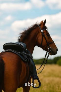 Black Synthetic Western Horse Saddle Suede Seat with Tack Set And Free Shipping