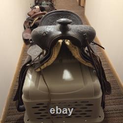 Black Tooled All Leather Riding Saddle16 In Seat EZ Rig Pat. 1815 50#