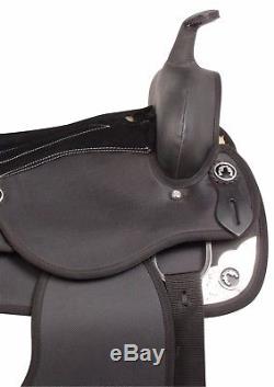 Black Used Synthetic Western Pleasure Trail Horse Saddle Tack Set 16 17 18
