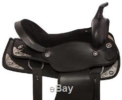 Black Western Pleasure Dura Leather Texas Star Horse Saddle Tack 15 16 17 Used
