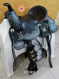 Black Western Saddle Special Design Spider & Spider Web