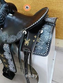 Black Western Saddle Special Design Spider & Spider Web