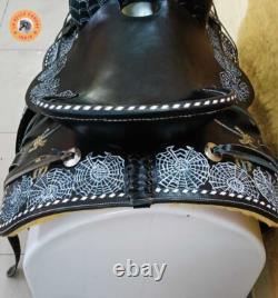 Black Western Saddle Special Design Spider & Spider Web