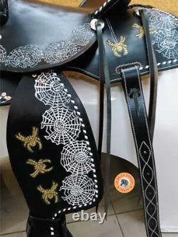 Black Western Saddle Special Design Spider & Spider Web